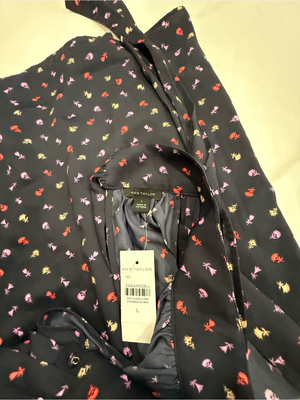 Ann Taylor Black Halter Dress Top with Multicolor Floral Print - Picture 8 of 9